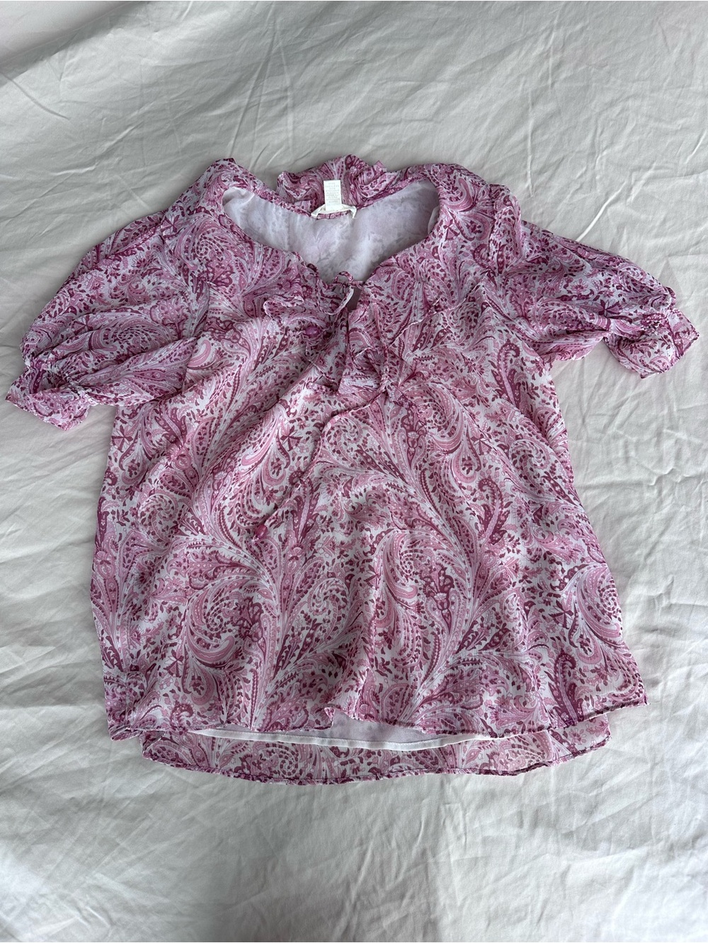 Pink Paisley Women's Blouse - Lightweight Short Sleeve Top
